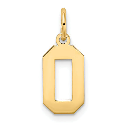 10K Yellow Gold Small Satin Number 0 Charm