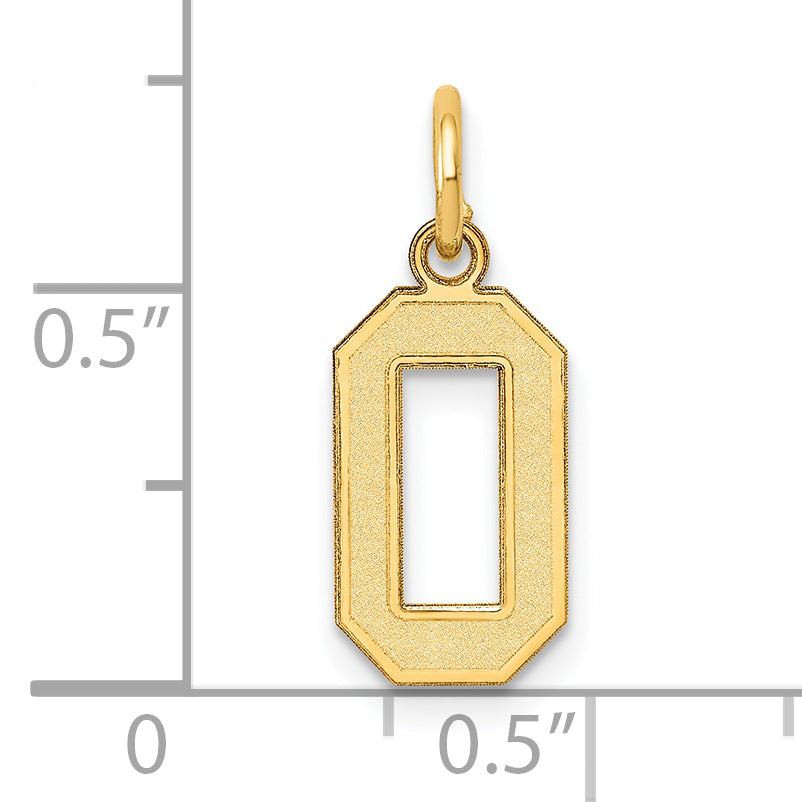 10K Yellow Gold Small Satin Number 0 Charm