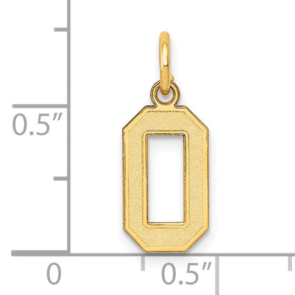 10K Yellow Gold Small Satin Number 0 Charm