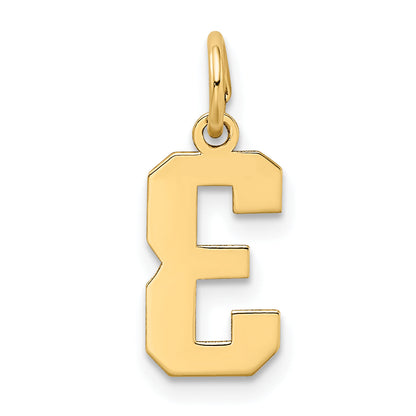 10K Yellow Gold Small Satin Number 3 Charm
