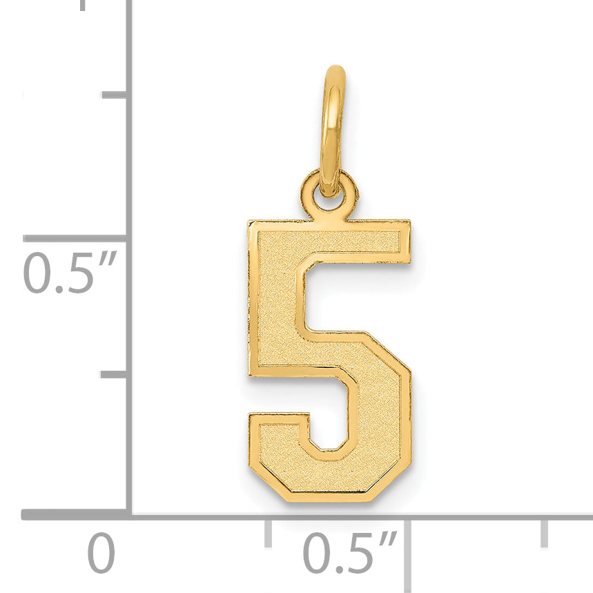 10K Yellow Gold Small Satin Number 5 Charm