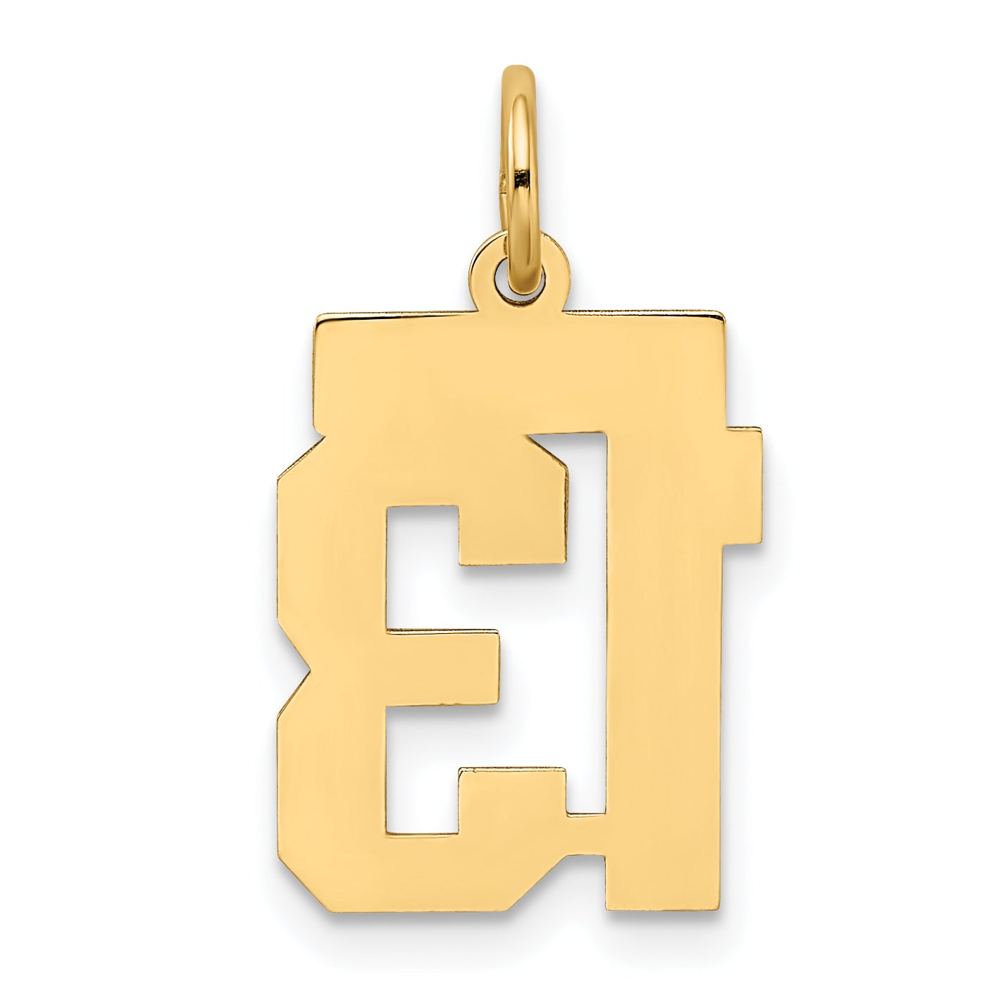 10K Yellow Gold 10Ky Small Satin Number 13 Charm