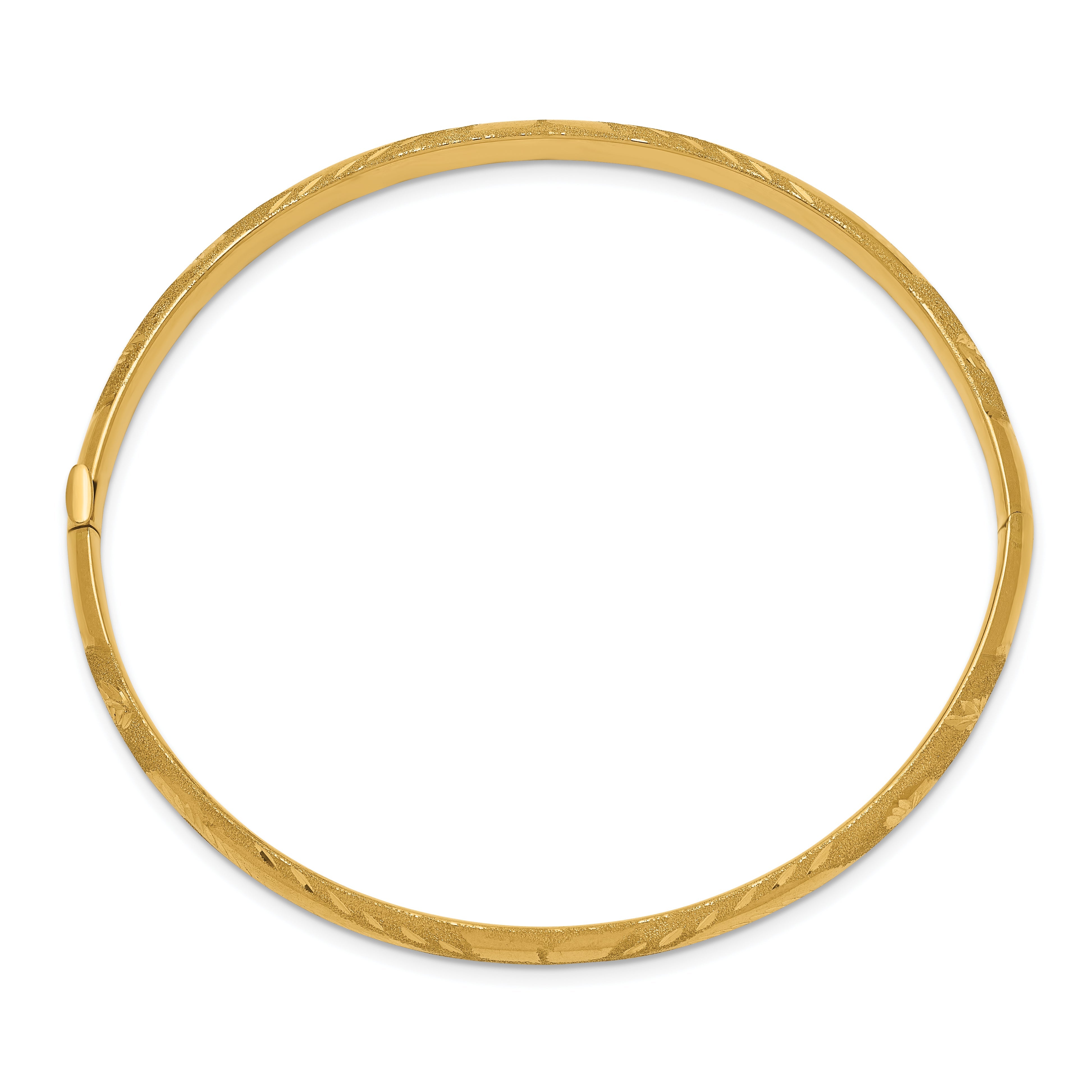 10K Yellow Gold 3/16 Laser Cut Hinged Bangle Bracelet