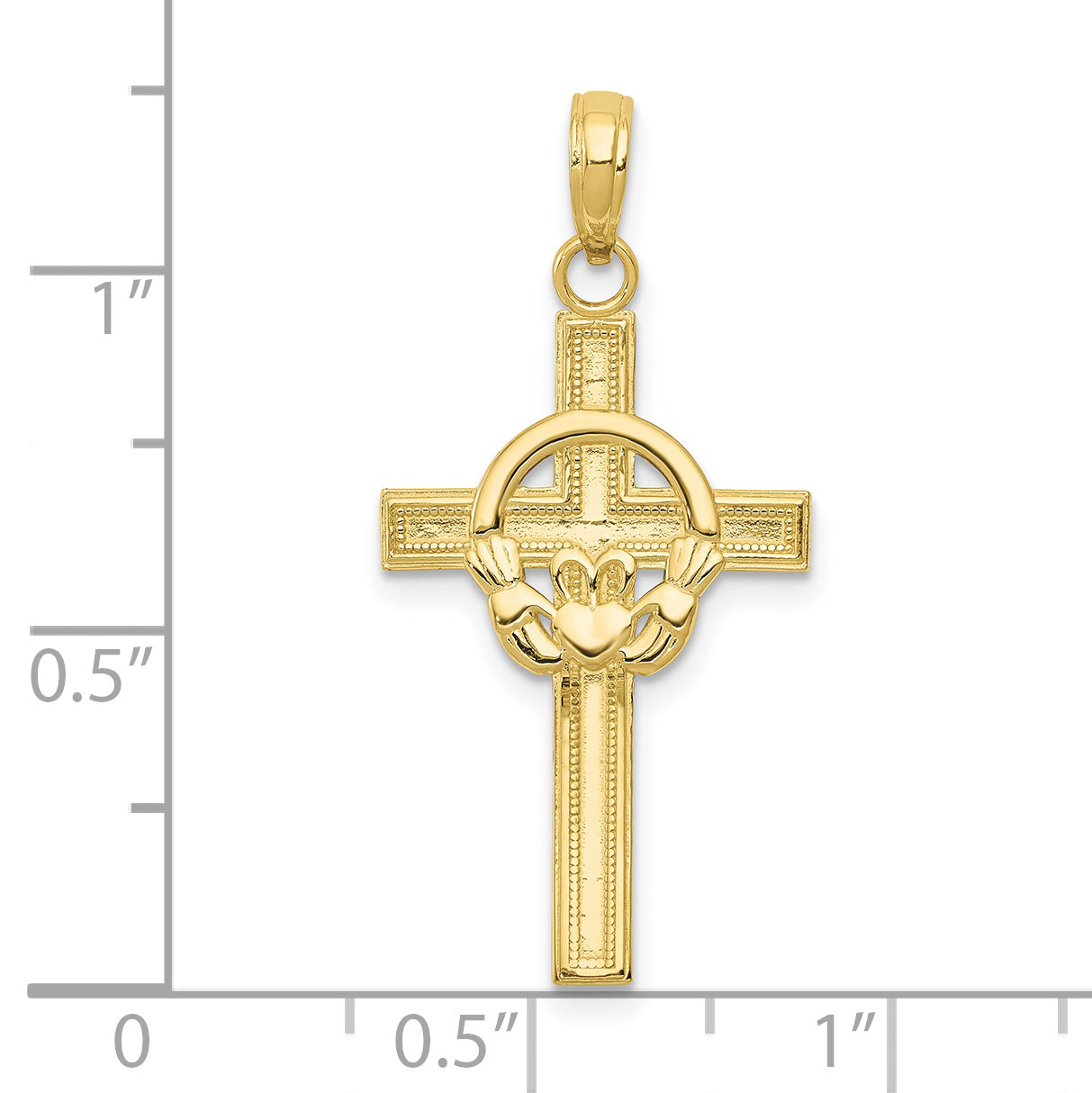 10K Yellow Gold 10K Polished Claddagh Cross Pendant