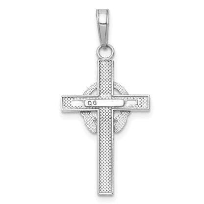 10K White Gold 10K Polished Claddagh Cross Pendant