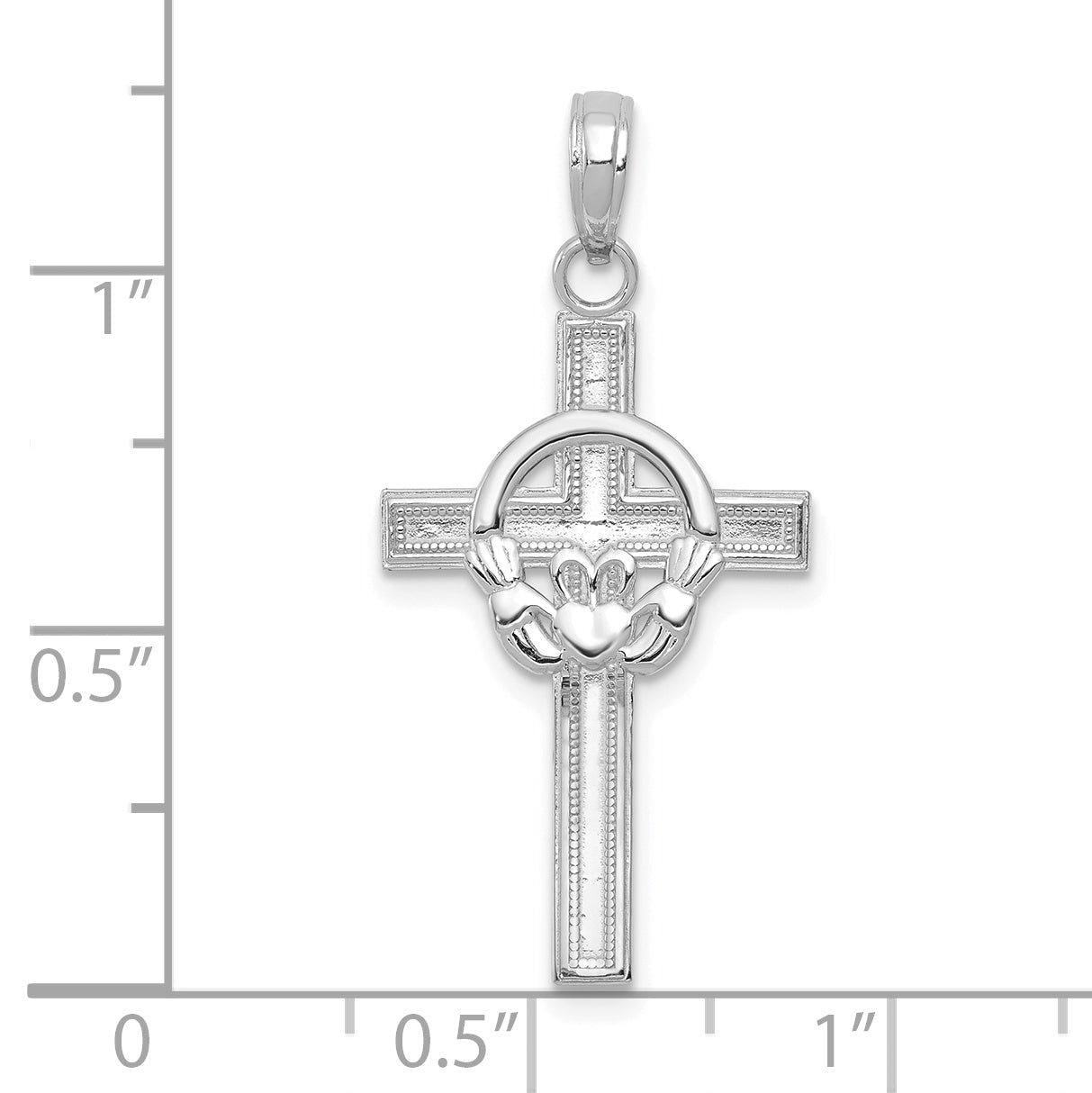 10K White Gold 10K Polished Claddagh Cross Pendant