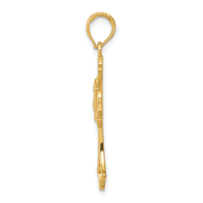 10K Yellow Gold Polished Cross W/Dove Pendant
