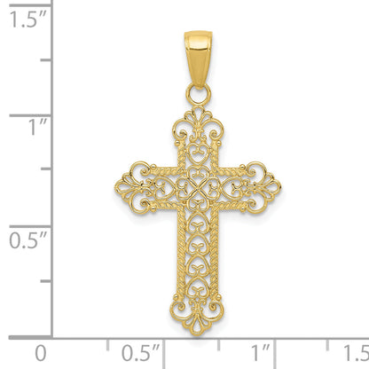 10K Yellow Gold Fleur De Lis Cross Charm