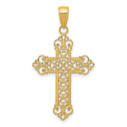 10K Yellow Gold Fleur De Lis Cross Charm