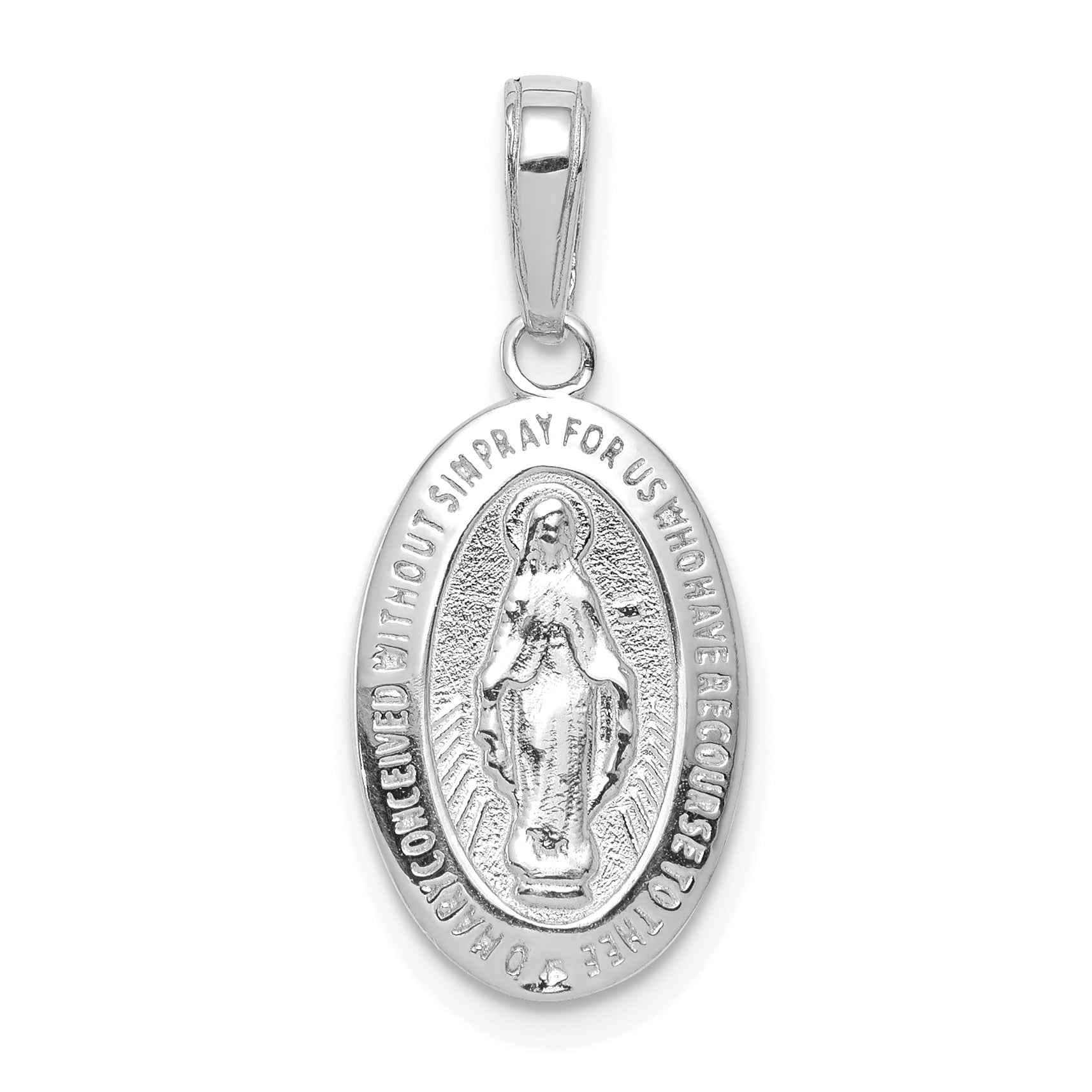 10K White Gold Miraculous Medal Pendant