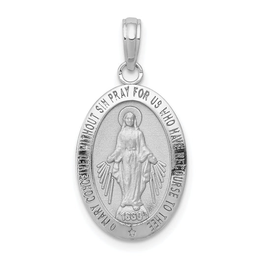 10K White Gold Miraculous Medal Pendant