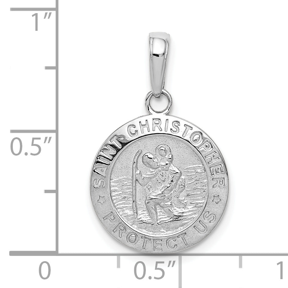 10K White Gold Saint Christopher Medal Charm