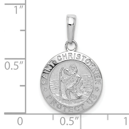 10K White Gold Saint Christopher Medal Charm