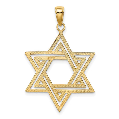 10K Yellow Gold Solid Polished Star Of David Charm