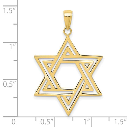 10K Yellow Gold Solid Polished Star Of David Charm