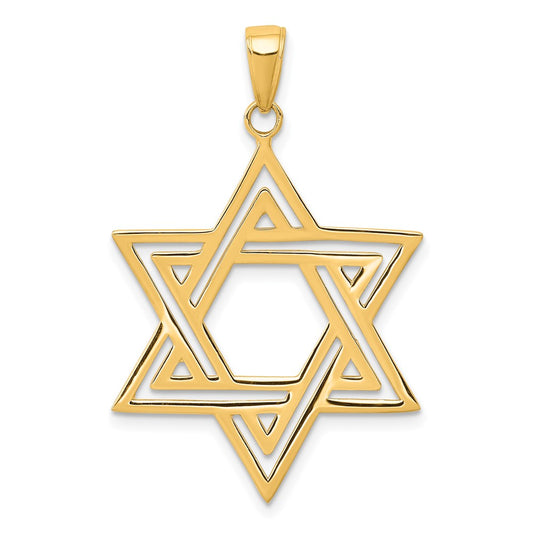 10K Yellow Gold Solid Polished Star Of David Charm