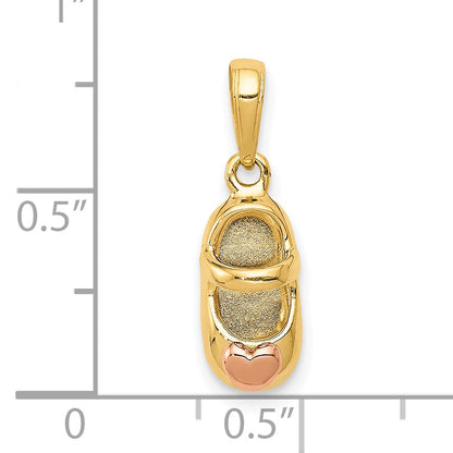 10K Two-Tone 3D Baby Shoe Charm