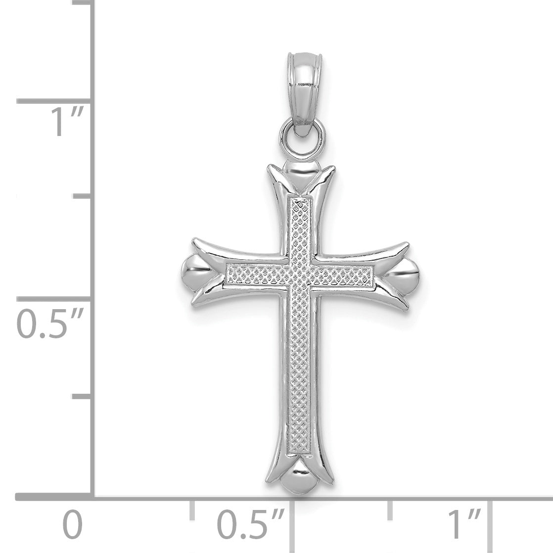10K White Gold 10K Fleur De Lis Cross Pendant