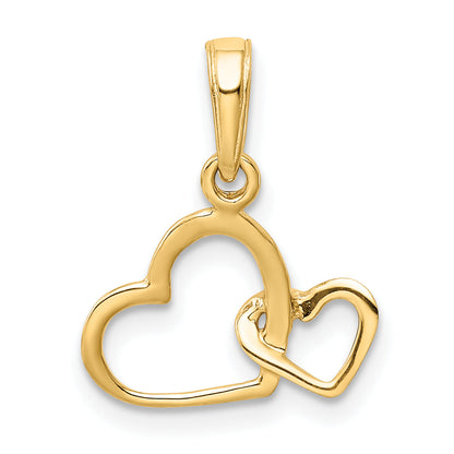 10K Yellow Gold 10K Polished Intertwined Double Heart Pendant