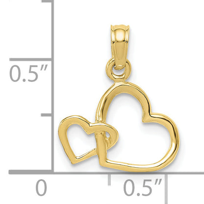 10K Yellow Gold 10K Polished Intertwined Double Heart Pendant