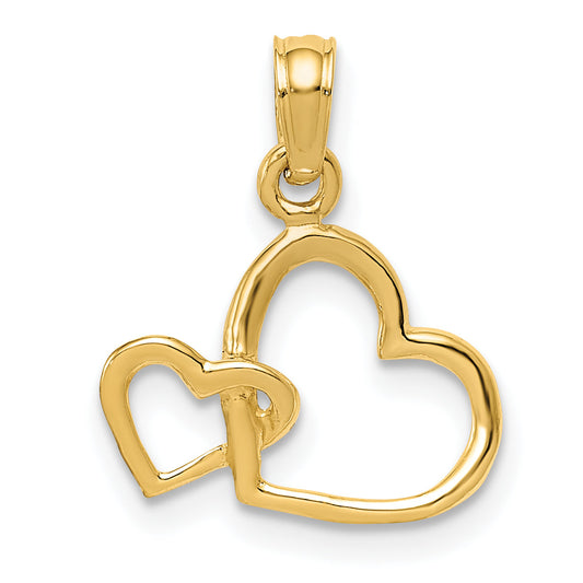 10K Yellow Gold 10K Polished Intertwined Double Heart Pendant