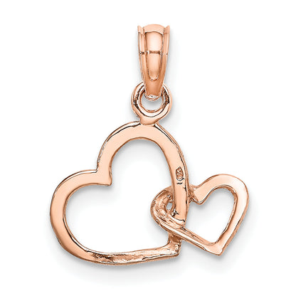 10K Rose Gold 10K Polished Intertwined Double Heart Pendant