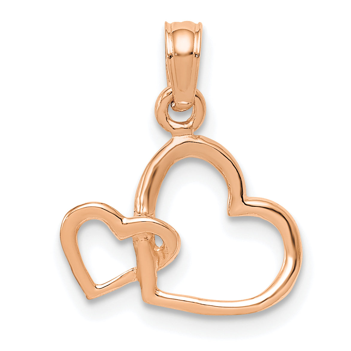 10K Rose Gold 10K Polished Intertwined Double Heart Pendant