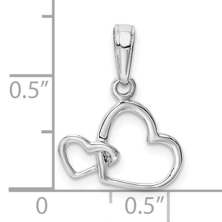 10K White Gold 10K Polished Intertwined Double Heart Pendant