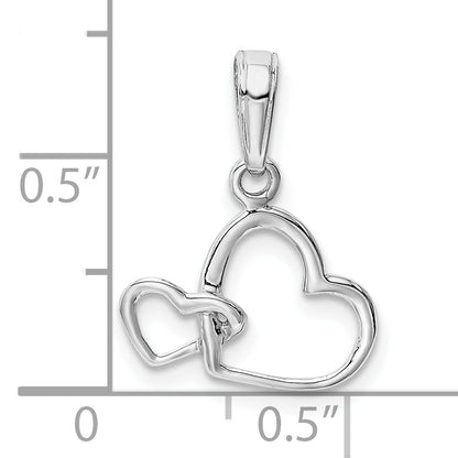 10K White Gold 10K Polished Intertwined Double Heart Pendant