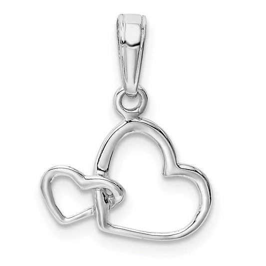 10K White Gold 10K Polished Intertwined Double Heart Pendant