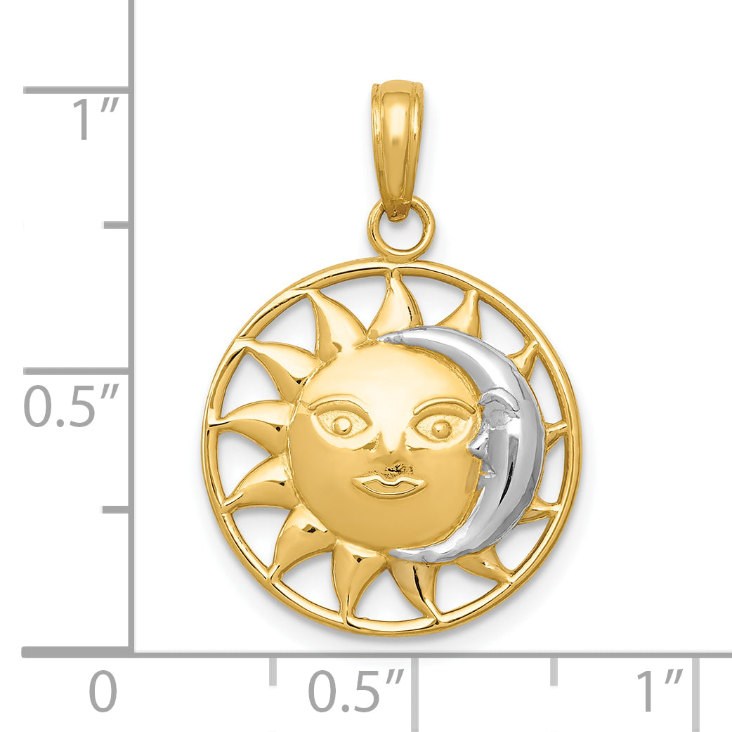 10K Yellow W/Rhodium 10K W/Rhodium Sun And Moon Pendant