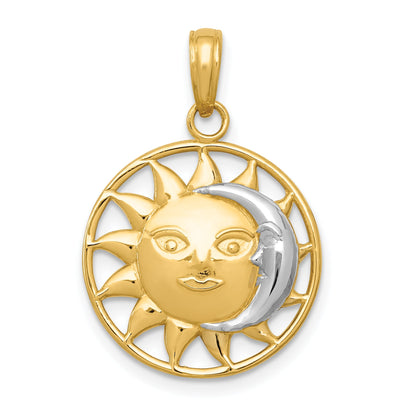 10K Yellow W/Rhodium 10K W/Rhodium Sun And Moon Pendant