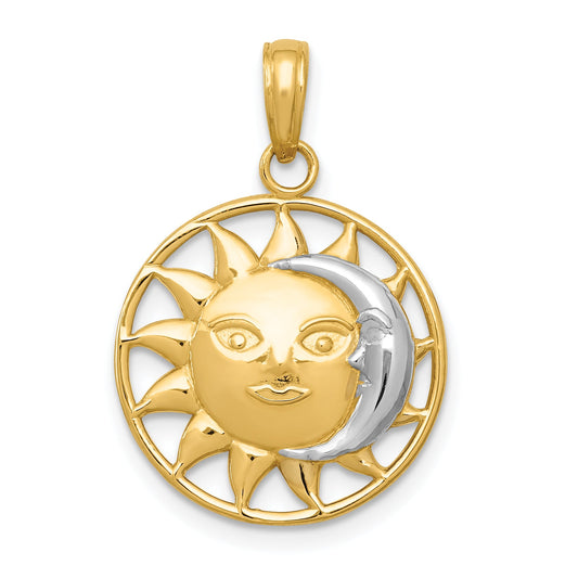 10K Yellow W/Rhodium 10K W/Rhodium Sun And Moon Pendant