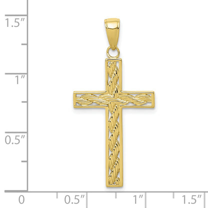10K Yellow Gold 10K Rope Cross Pendant