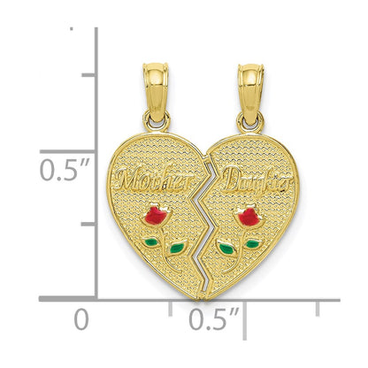 10K Yellow Gold 10K Enameled Mother - Daughter Pendant