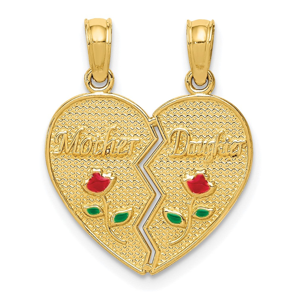 10K Yellow Gold 10K Enameled Mother - Daughter Pendant