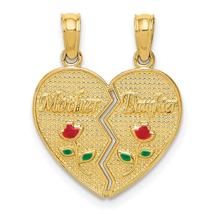 10K Yellow Gold 10K Enameled Mother - Daughter Pendant