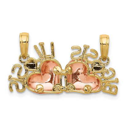 10K Two-Tone Rose & Yellow Gold W/White Rhodium Big Sis/Lil Sis Break-A-Part Pendant