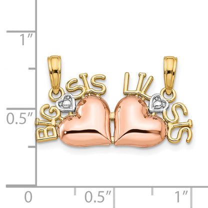10K Two-Tone Rose & Yellow Gold W/White Rhodium Big Sis/Lil Sis Break-A-Part Pendant