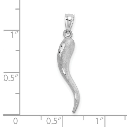 10K White Gold Solid D/C Italian Horn Charm