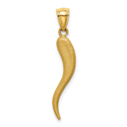 10K Yellow Gold Solid D/C Italian Horn Charm