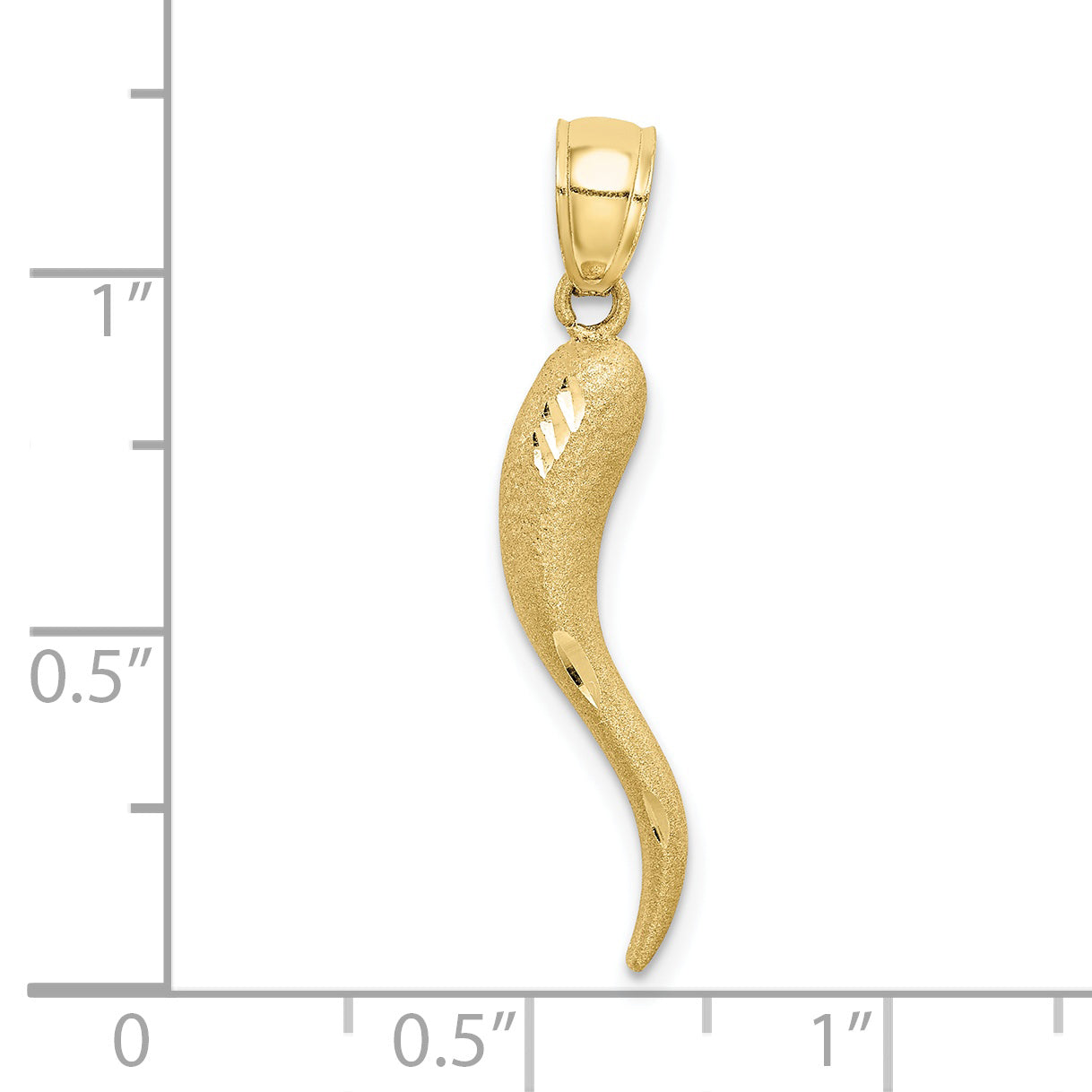 10K Yellow Gold Solid D/C Italian Horn Charm