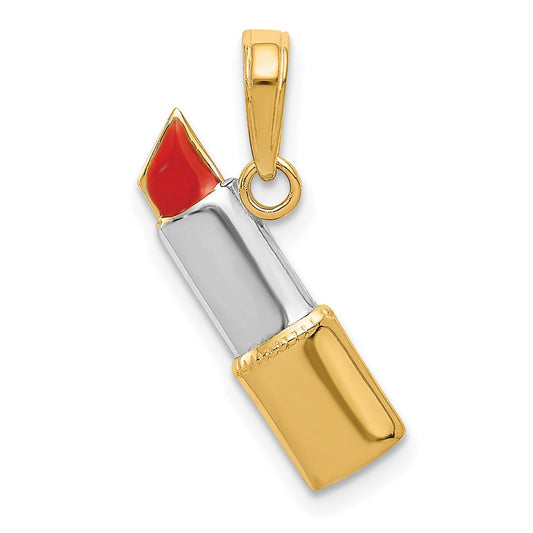 10K Yellow W/Rhodium 10K W/Rhodium Enameled Lipstick Charm