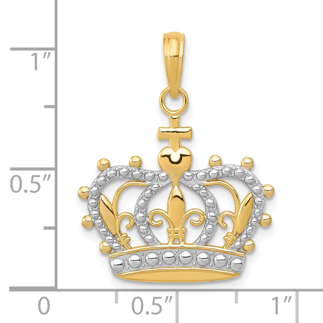 10K Yellow W/Rhodium 10K W/Rhodium Crown Pendant