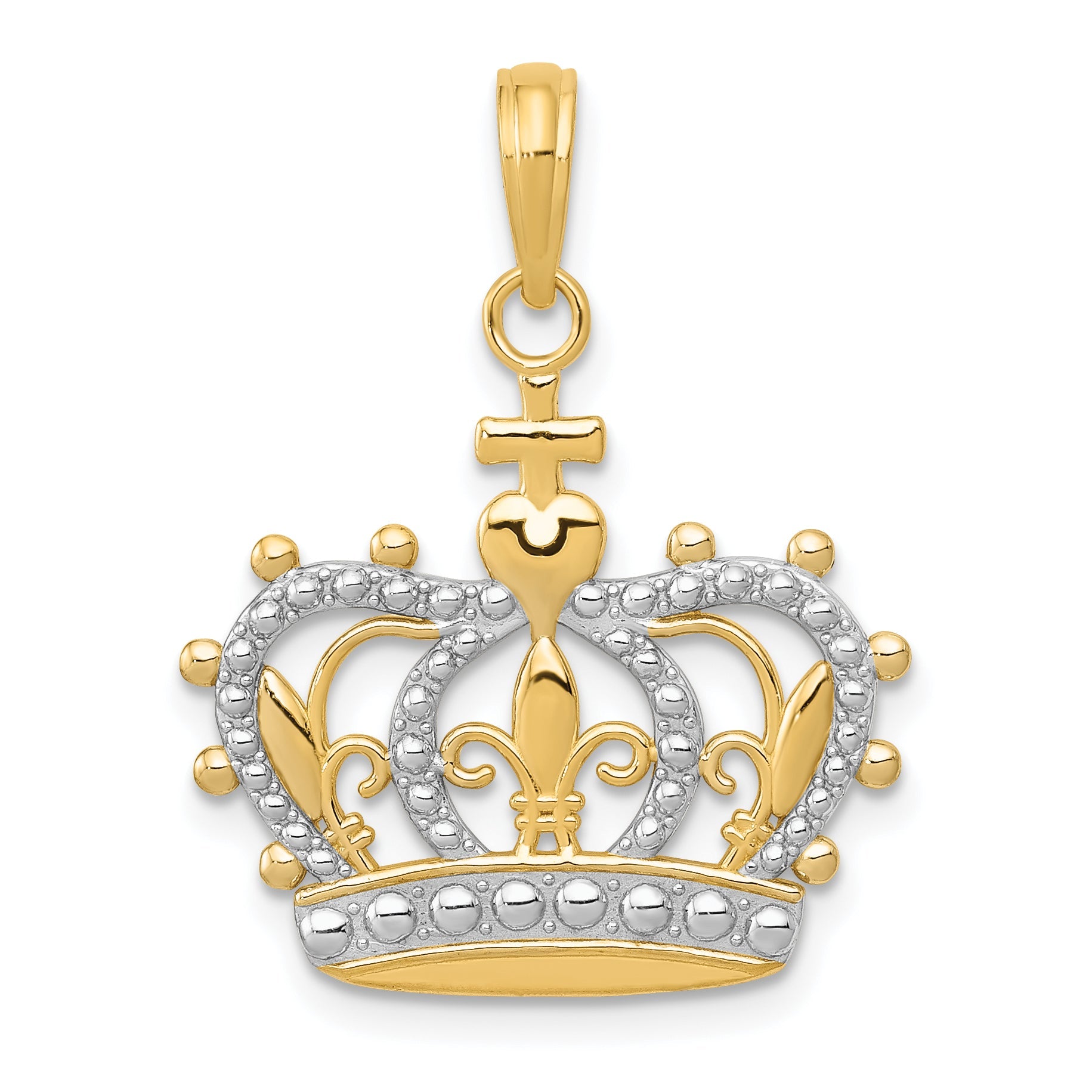 10K Yellow W/Rhodium 10K W/Rhodium Crown Pendant