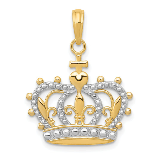 10K Yellow W/Rhodium 10K W/Rhodium Crown Pendant