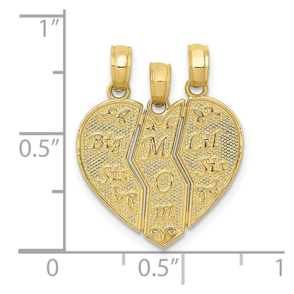 10K Yellow Gold 10K Break-Apart Big Sis, Mom, Lil Sis Charm