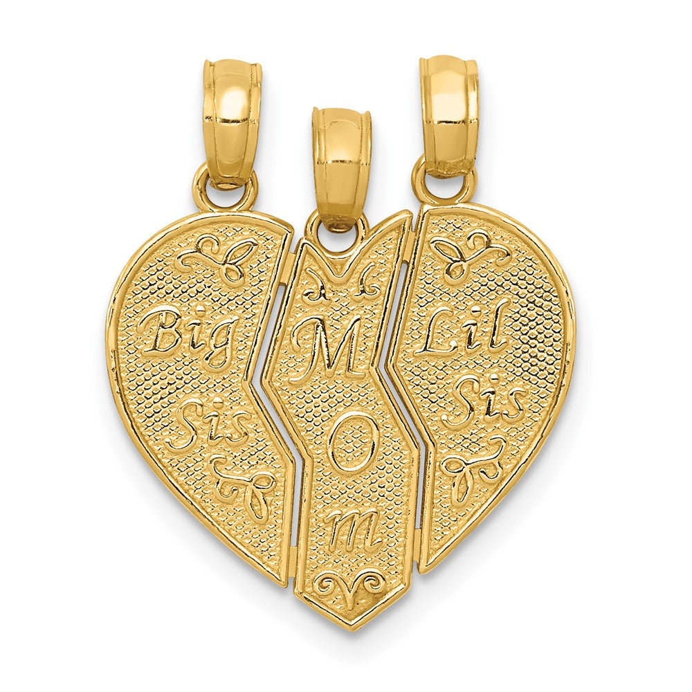 10K Yellow Gold 10K Break-Apart Big Sis, Mom, Lil Sis Charm