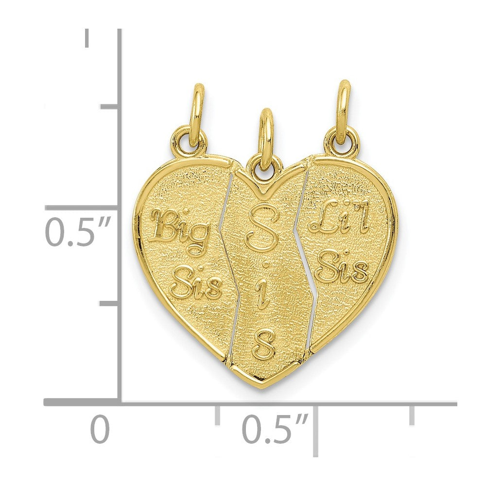10K Yellow Gold 3 Piece Break-Apart Big Sis, Sis & Lil Charm