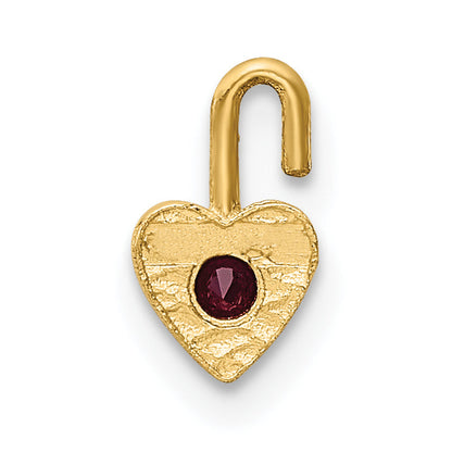 10K Yellow Gold 10Ky January Synthetic Birthstone Heart Charm